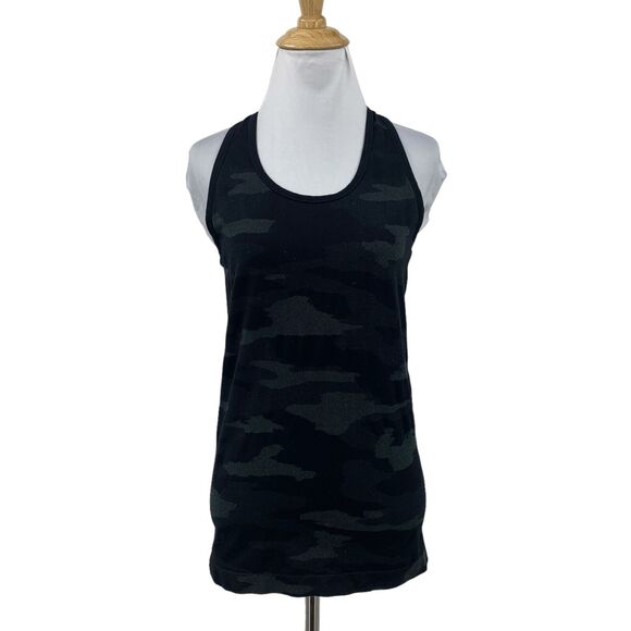 Athleta Speedlight Tank Top Womens S Black Camo Seamless Racerback Nylon Blend - Picture 1 of 13